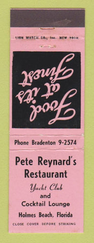 Matchbook Cover - Pete Reynard's Restaurant Yacht Club Holmes Beach FL WEAR