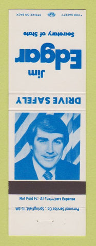 Matchbook Cover - Jim Edgar Secretary of State Election
