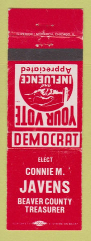 Matchbook Cover - Connie Javens Beaver County Treasurer Election WEAR