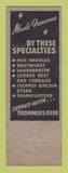 Matchbook Cover - Steuben Tavern New York City? Trommers Beer