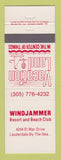 Matchbook Cover - Windjammer Resort Beach Club Lauderdale by the Sea FL
