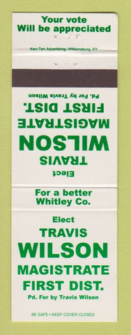 Matchbook Cover Travis Wilson Magistrate First District Election Whitley County