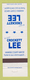 Matchbook Cover - Crockett Lee Hawkins County Mayor Election