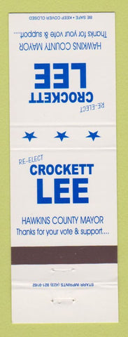 Matchbook Cover - Crockett Lee Hawkins County Mayor Election