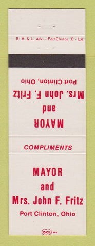 Matchbook Cover - Mayor John Fritz Port Clinton OH