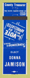 Matchbook Cover - Donna Jamison County Treasurer Election