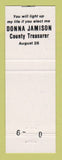 Matchbook Cover - Donna Jamison County Treasurer Election