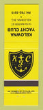 Matchbook Cover - Kelowna Yacht Club BC