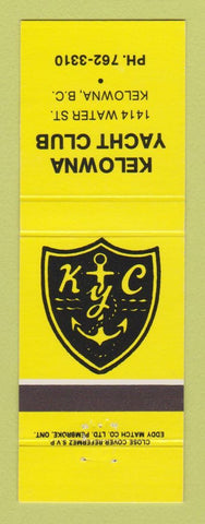 Matchbook Cover - Kelowna Yacht Club BC