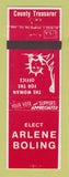 Matchbook Cover - Arlene Boling County Treasurer Election