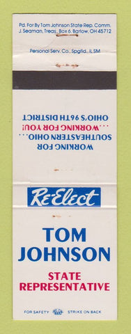 Matchbook Cover - Tom Johnson State Rep Election Bartow OH