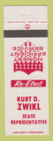 Matchbook Cover - Kurt Zwinkl State Rep Election