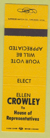 Matchbook Cover - Ellen Crowley House of Reps Election Laramie WY YELLOW