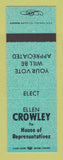 Matchbook Cover - Ellen Crowley House of Reps Election Laramie WY TEAL