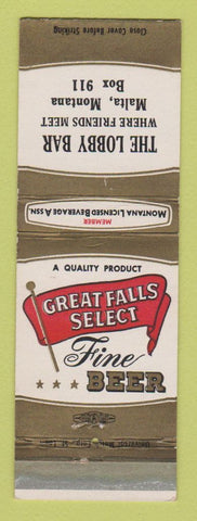 Matchbook Cover - Great Falls Select Beef Lobby Bar Malta MT