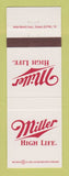 Matchbook Cover - Miller High Life Beer