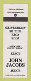 Matchbook Cover - John Jacobs Judge Election