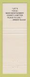 Matchbook Cover - Ernest Blaue Judge Election Montgomery County