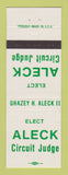 Matchbook Cover - Ghazey Aleck Circuit Judge Election