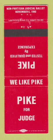 Matchbook Cover - Pike for Judge Election 1990