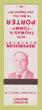 Matchbook Cover - Thomas Porter Magistrate Election