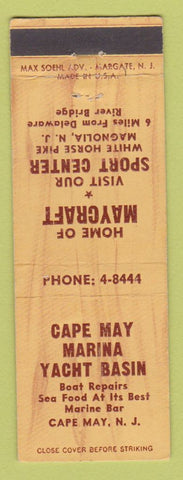 Matchbook Cover - Cape May Marina Yacht Basin Cape May NJ Magnolia