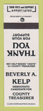 Matchbook Cover - Beverly Kelp County Treasurer Election
