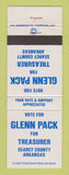 Matchbook Cover - Glenn Pack Treasurer Election Searcy County AR