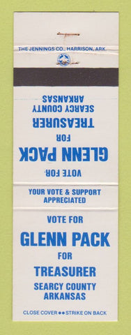 Matchbook Cover - Glenn Pack Treasurer Election Searcy County AR