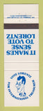 Matchbook Cover - Vote Lorentz for International Treasurer