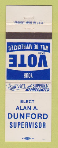 Matchbook Cover - Alan Dunford Supervisor Election