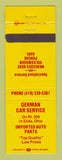 Matchbook Cover - German Car Service Elida OH