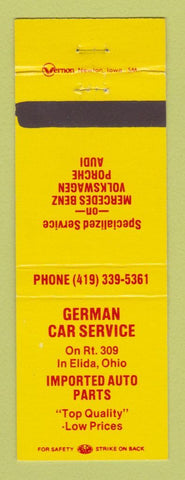Matchbook Cover - German Car Service Elida OH