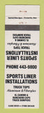 Matchbook Cover - Sports Liner Installations Toppers  WEAR