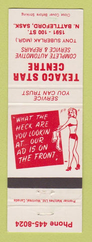 Matchbook Cover - Texaco oil gas North Battleford SK girlie