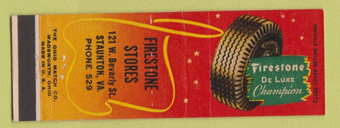 Matchbook Cover - Firestone Tires Staunton VA