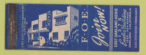 Matchbook Cover - Eagles Club Oakland CA WORN