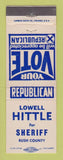 Matchbook Cover - Lowell Hittle for Sheriff Rush County Election