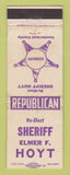 Matchbook Cover - Elmer Hoyt for Sheriff Election WEAR