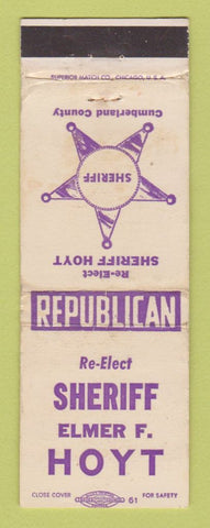 Matchbook Cover - Elmer Hoyt for Sheriff Election WEAR