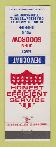 Matchbook Cover - John Goodrow for Sheriff Election