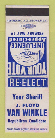 Matchbook Cover - J Floyd Van Winkle Sheriff Election