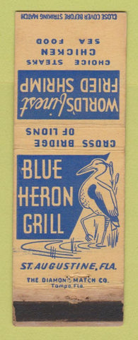 Matchbook Cover - Blue Heron Grill St Augustine FL WORN