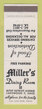 Matchbook Cover - Miller's Dining Room Lakewood OH