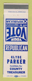 Matchbook Cover - Clyde Parker County Treasurer Election