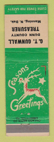 Matchbook Cover GT Grunwall Dunn County Treasurer Election Manning ND Christmas