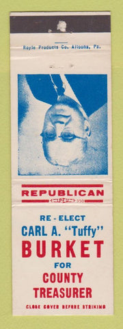 Matchbook Cover - Carl Tuffy Burket County Treasurer Election WEAR