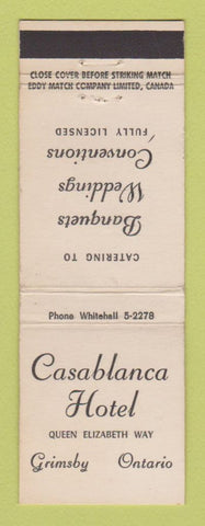Matchbook Cover - Casablanca Hotel Grimsby ON