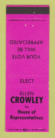Matchbook Cover - Ellen Crowley House of Reps Election Laramie WY PINK