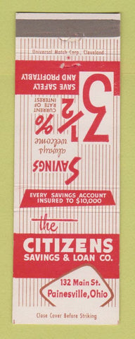 Matchbook Cover - Citizens Savings and Loan Painesville OH